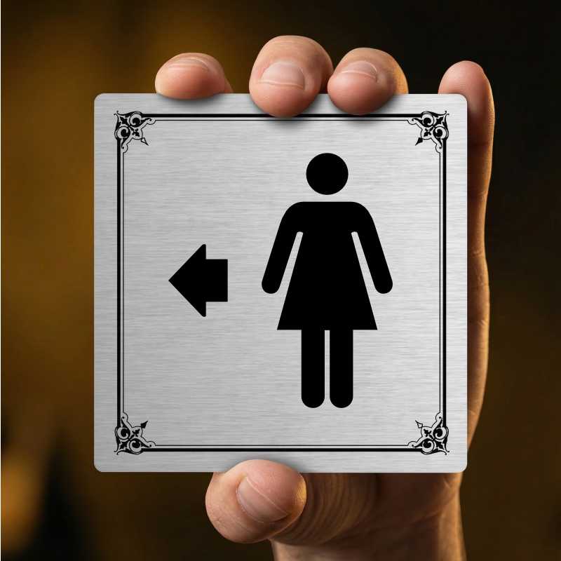 WC ženy vlevo, 118x118mm, stříbrná, Nebraska